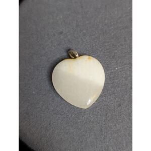 Vintage Cream Quartz Stone Heart Pendant